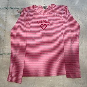 G08 Old Navy Pink and White Striped Long Sleeve Tee